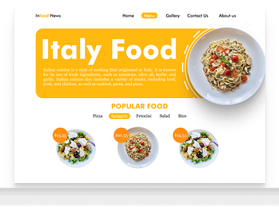 Web design about food food graphic design ui web design