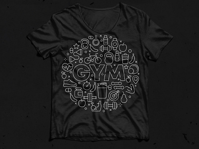 Gym t shirt design branding design fitness gym icon line icon t shirt vector
