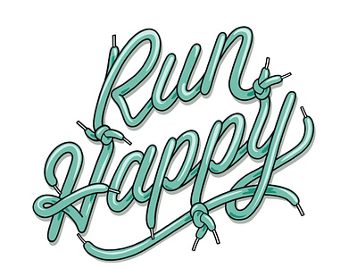 Run Happy branding design hand lettering illustration lettering shoes sports design sports logo typography