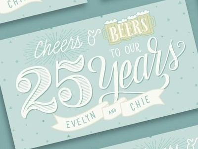 Cheers & Beers card design illustration invitation lettering typography