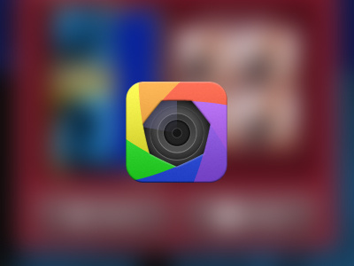 App icon candidate for WOW inc. (2012) app camera clean diaphragm icon icons ios iphone lens rainbow ui user interface