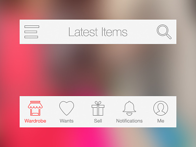 Tab Bar for ZEBRAMO app bell clean heart icon list magnifier menu notifications profile store tab bar