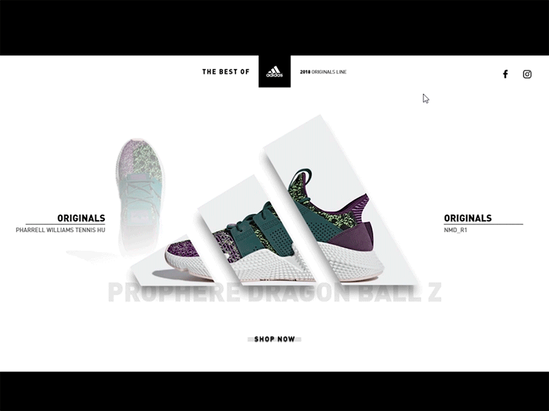 Adidas Homepage interaction  - Adobe XD Playoff