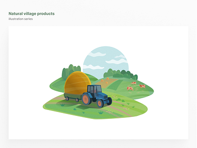 Tractor in the fields adobe illustration fields illustration illustration series tractor vector village