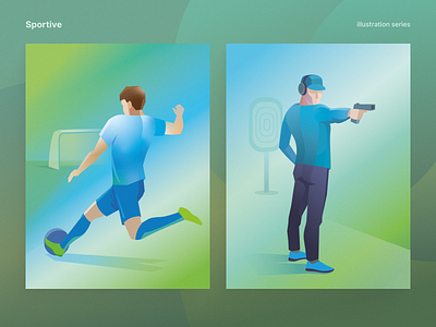 Sportive series - Football and Shooting sports fifa football illustration illustration series shooter shooting sports socer player sport sportive vector