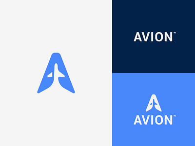 Avion Logo a airplane avion flight logo mark media monogram