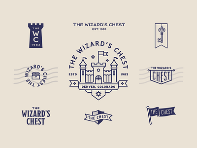 The Wizard's Chest – Logo Set banner castle chest flag key logo magic medieval wizard