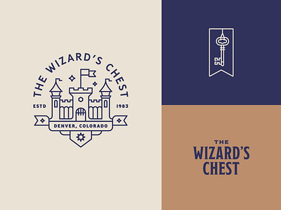 The Wizard's Chest – Main Logos banner castle chest flag key logo magic medieval wizard