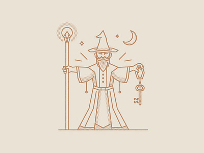 wizard holding staff drawing