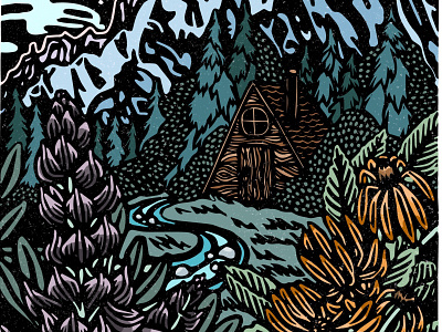 Cabin in the Wood digital art digital painting illustration