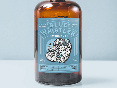 Blue Whistler Whiskey illustraion label design product whiskey label
