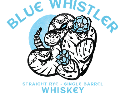 Blue Whistler Whiskey Label digital art illustration western whiskey and branding whiskey label