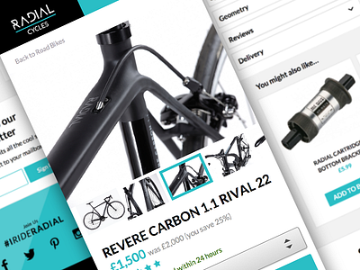Radial Cycles product screen bikes cycling ecommerce radial