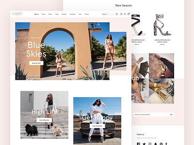 Shop Homepage - Women's Shoes basket concept ecommerce heels homepage inspiration lifestyle light pink products shoes shop