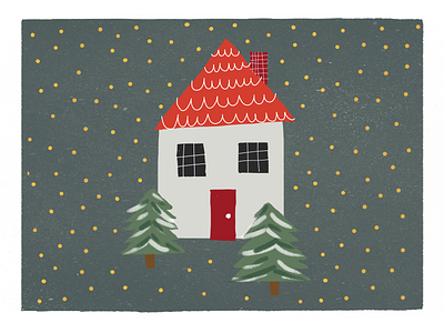 Holiday House christmas hand drawn holiday card holidays house illustration winter