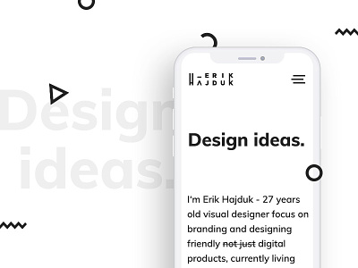 Erik Hajduk personal website on mobile design designer personal portfolio page ui ux web webdesign webdesigner website white white space