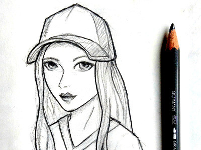 Girl in Ballcap - Sketch anatomy art practice ballcap hat illustration portrait practice sketch sketchbook sketching