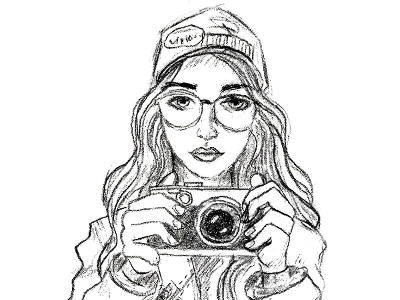 Girl Holding Camera - Sketch artpractice ballcap camera drawing girl glasses illustration portrait sketch sketchbook