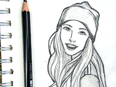 Girl With Toque Smiling beanie girl hat illustration sketch sketchbook smile smiling toque