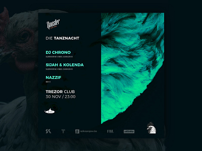 Die Tanznacht - Event Flyer dj flyer party party event rooster submarine trezor vibes