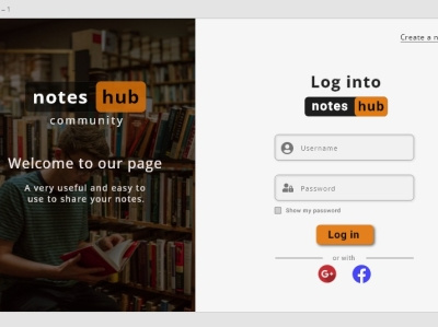 Platform to share notes landing page sign up/sign in