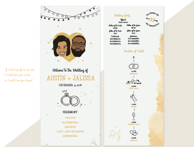 Wedding Programs - #GrierComesTheBride cartoon design invitation love print vector wedding