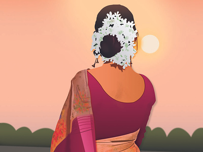 Girl with saree illustration