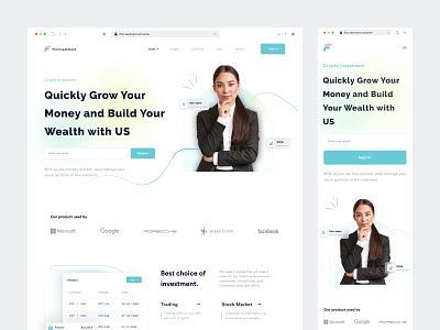 Fin investment activity bank blazer card crypto floating footer graphic design how it work investment money newsletter payment product responsive trading wallet web design website woman
