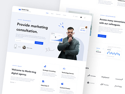 Markt-ing Landing Page advertisement branding buy consultation dashboard digital graphic design header landing page market marketing money payment product promo saas scroll sell service solution