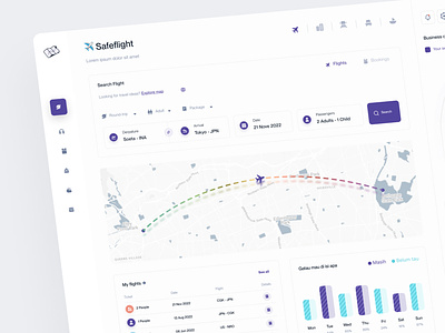 Safeflight ✈️ airlines airplane airport boarding boarding pass booking dashboard flight flight booking map passengers plane saas seat ticket transportation travel travel agency trip vacation