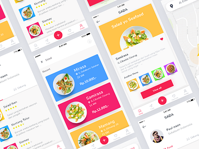 Sada app design application clean color full food list menu modern restaurant tag