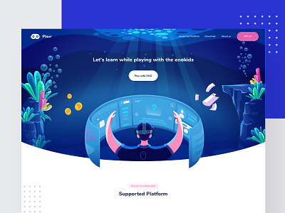 VR landing Page app app design beach blue branding dashboard illustration lifustudio logo modern ocean school sea ui ux vector virtual reality vr web web design