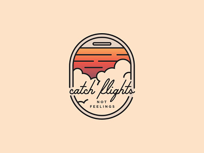Catch Flights, Not Feelings branding design icon illustration line art line drawing pastel simple vector vector art