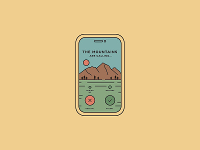 The Mountains Are Calling icon illustration line art line drawing mountains simple sticker sticker design vector vector art