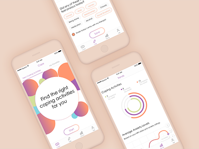 Anxiety Management App anxiety behavior behavior change capstone colors data data visualization design healthcare healthcare app machine learning mental health onboarding personalization principleapp sketch sketchapp therapy vector