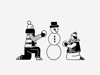 Snow blackandwhite children design draw illustration ipad kids playing procreate procreateapp sketch sketching snow snowman vector winter