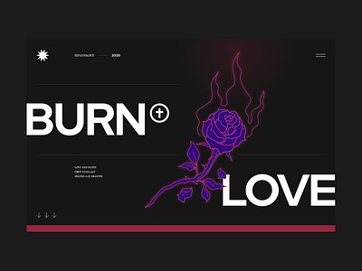 Burnt Love burn dark editorial flat hero love rose ui web web banner