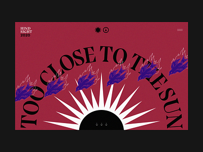 Too Close To The Sun banner burn editorial flat hero landing sun ui web web design