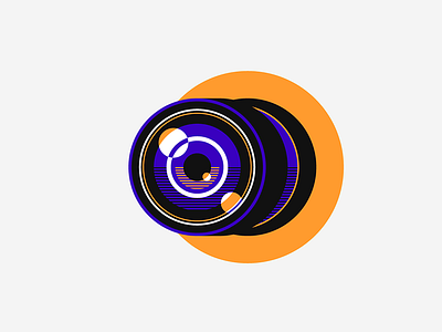 O for Observation 36 days of type camera icon illustration lens o observation typography vector