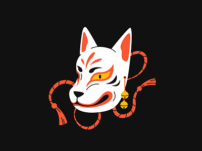 Kitsune flat fox illustration japanese kitsune mask vector