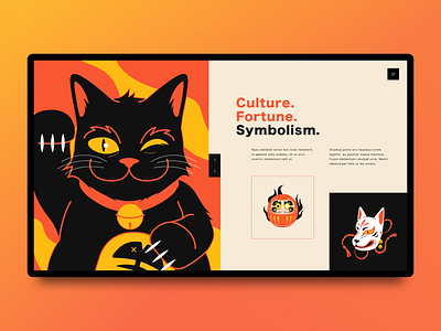 Gallery / Info Page daruma gallery illustration japanese kitsune maneki neko presentation symbols ui ux vector web design