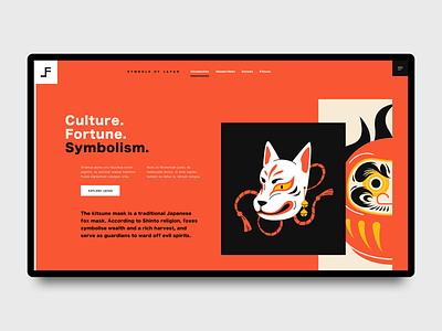 Article Page culture daruma flat illustration japanese kitsune symbols ui ux vector web design website