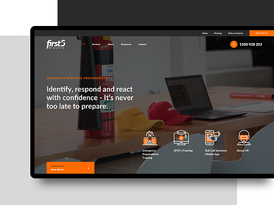 First 5 Minutes Website art direction business clean corporate emergency fire graphic design ui ux web web design website