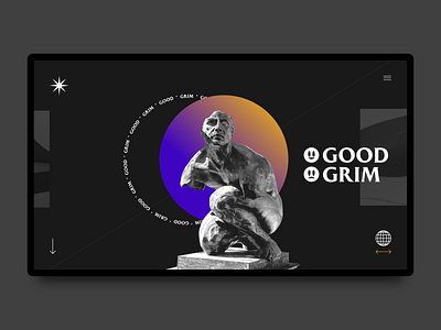 Good and Grim Landing Page - End Version broken concept design good grim landing page statue ui ux web website