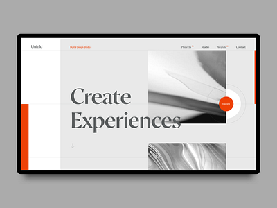 Unfold Landing Hero clean design studio header hero minimalism ui