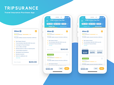 Trip Insurance Purchase App_1 mobile app design ui ui design
