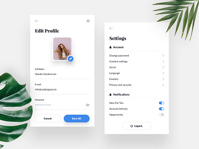 Daily UI #07 - Settings clean clear creative dailyui design free freebie inspiration interface minimal mobile profile settings sketch ui uikit ux web webdesign