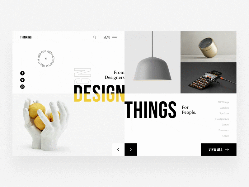 Thinking - Interaction Vol. 1 clean clear concept creative ecommerce grid homepage inspiration interaction interface minimal navigation sketch things typography ui ux web webdesign website