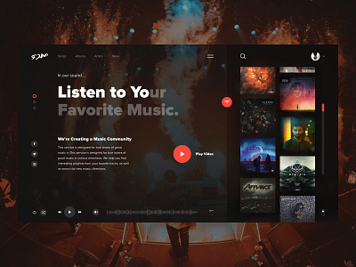 Sound - Home Screen clean clear concept creative design inspiration interface music music player ui navigation player porfolio sketch typography ui ux web webdesign website