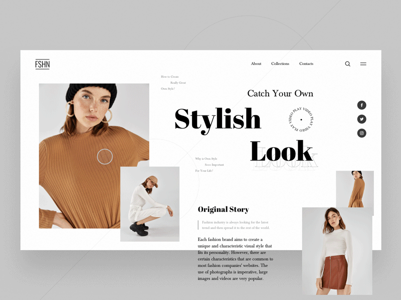 FSHN - Interaction Creativity clean clear creative dailui design ecommerce fashion grid inspiration interaction interface porfolio sketch typography ui ux web webdesign website woman